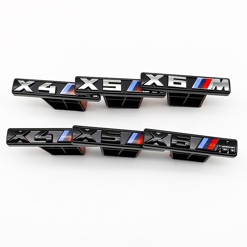 BLS1 For BMW M Power X5 X6 Front Grille Emblem X3 X4 Gloss Black White 3D ABS Logo X2 Performance Badge Auto Car Exterior Accessories