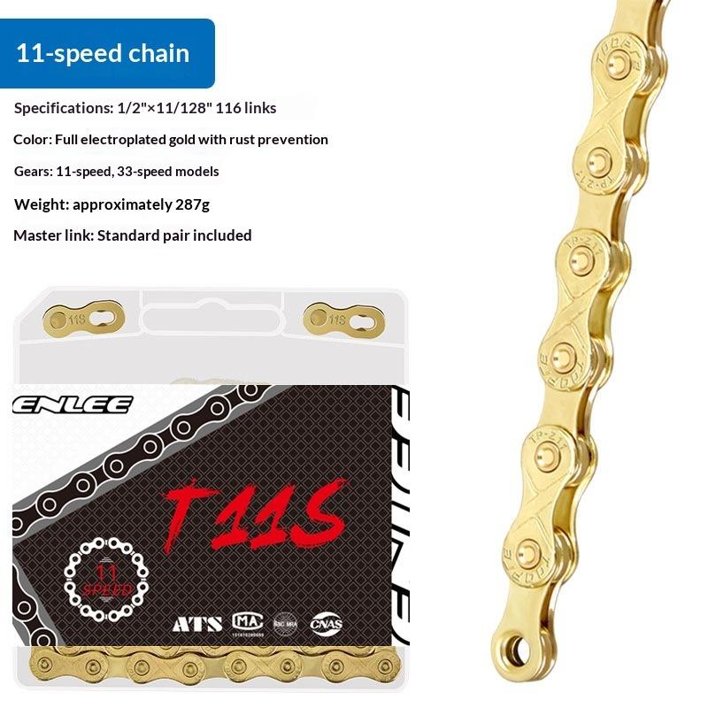 ENLEE Mountain Bike Road Bike Chain 8 9 10 11 12 Speed Plated Chain, Rust Proof with Magic Buckle