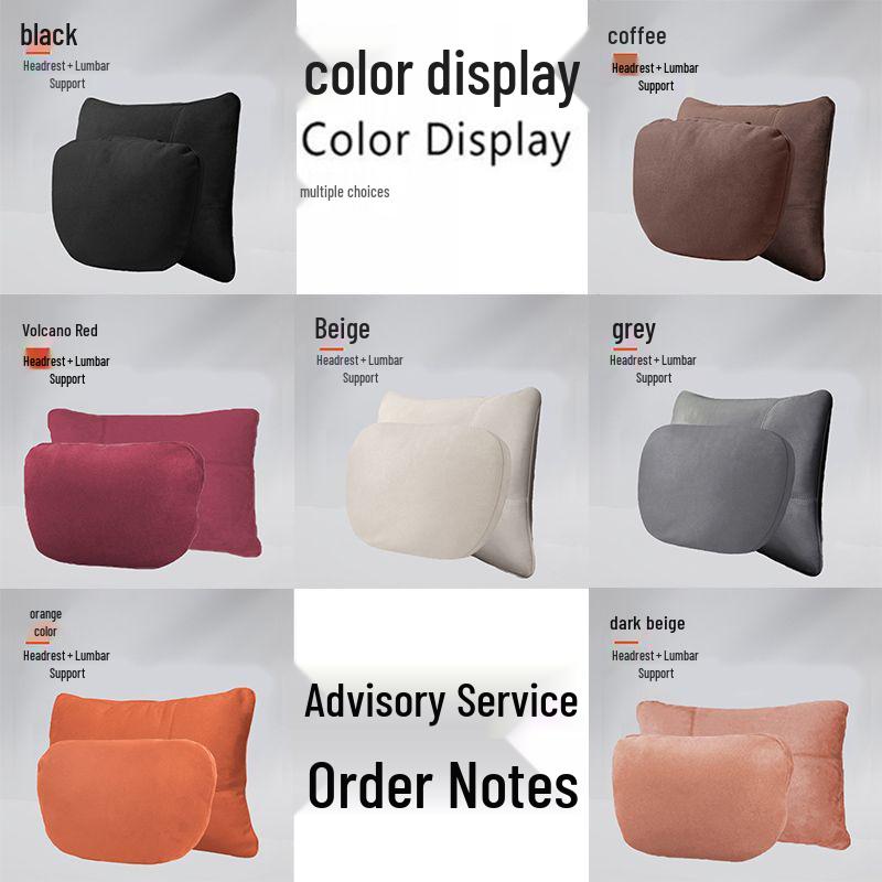 Geely Galaxy L7 Headrest & Lumbar Support: Car Lumbar Pillow, Backrest Cushion, Seat Neck Pillow. Suede Neck Pillow x1