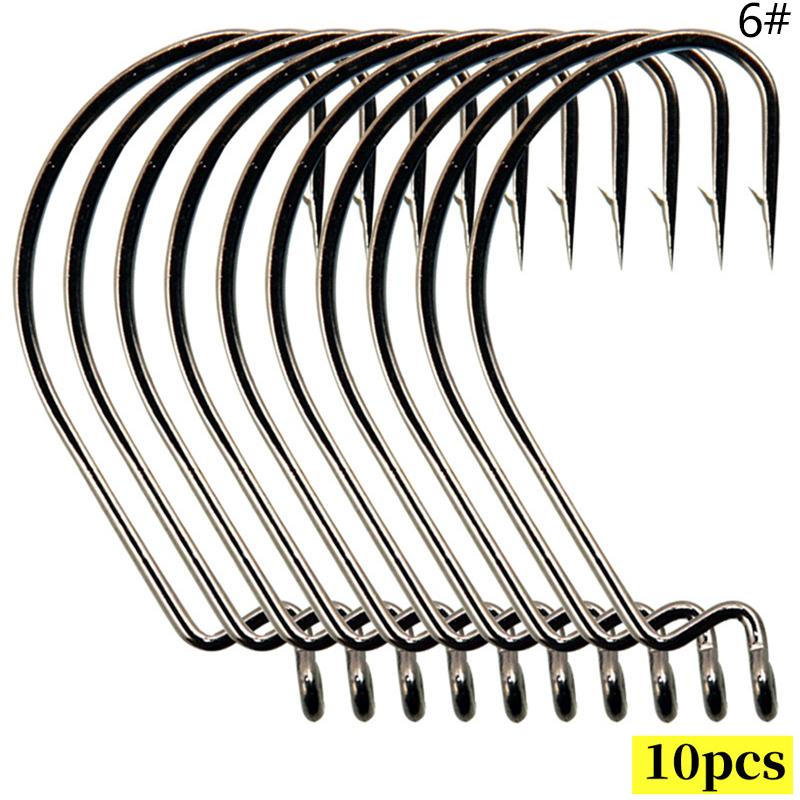 10Pcs Wide Belly Bend Handle Black Nickel Red Nickel Crank Hook Multiple Specifications Luya Crank Hook Fishing Gear