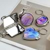 Mini Heart-Shaped Double-Sided Mirror Keychain - Portable Metal Pendant Gift