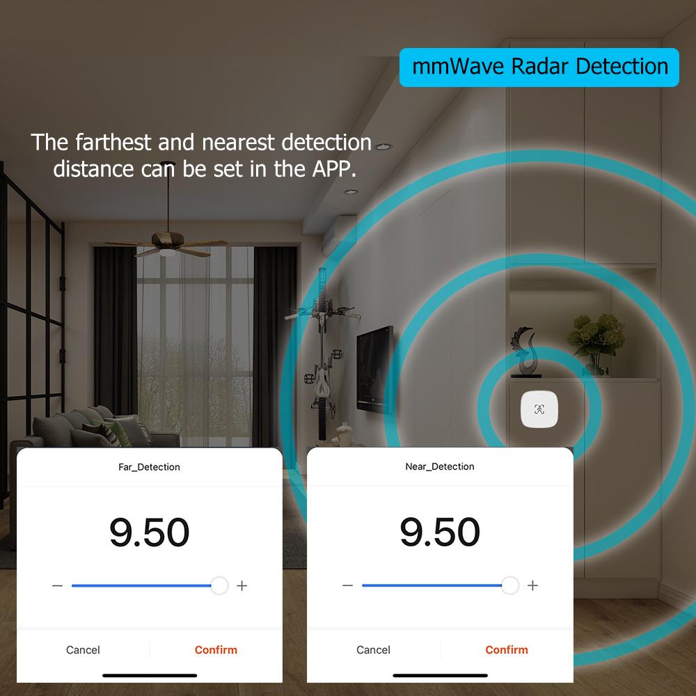 ZigBee Wifi MmWave Menschliche Anwesenheit Bewegungssensor Mit Helligkeits-/Entfernungsdetektion 5/110/220V Tuya Smart Life Hausautomation