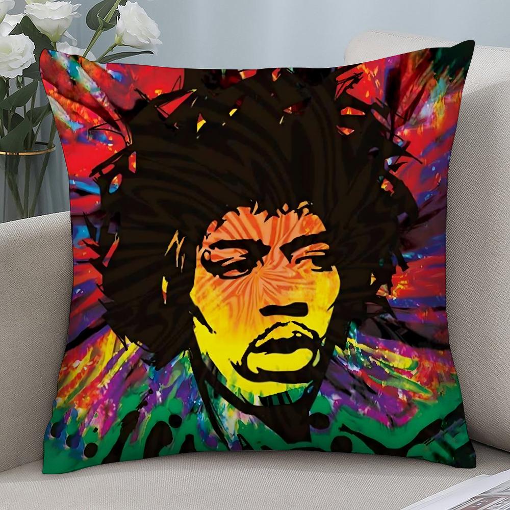 

SingerJ-Jimi H-Hendrix Pillow Case Short Plush Sofa Decorative Gift Home Double-sided Printing Cushion 12x12Inch
