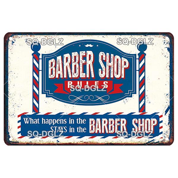 Vintage Barber Sign Metal Wall Decor Retro Tin Plaque for Man Cave Garage