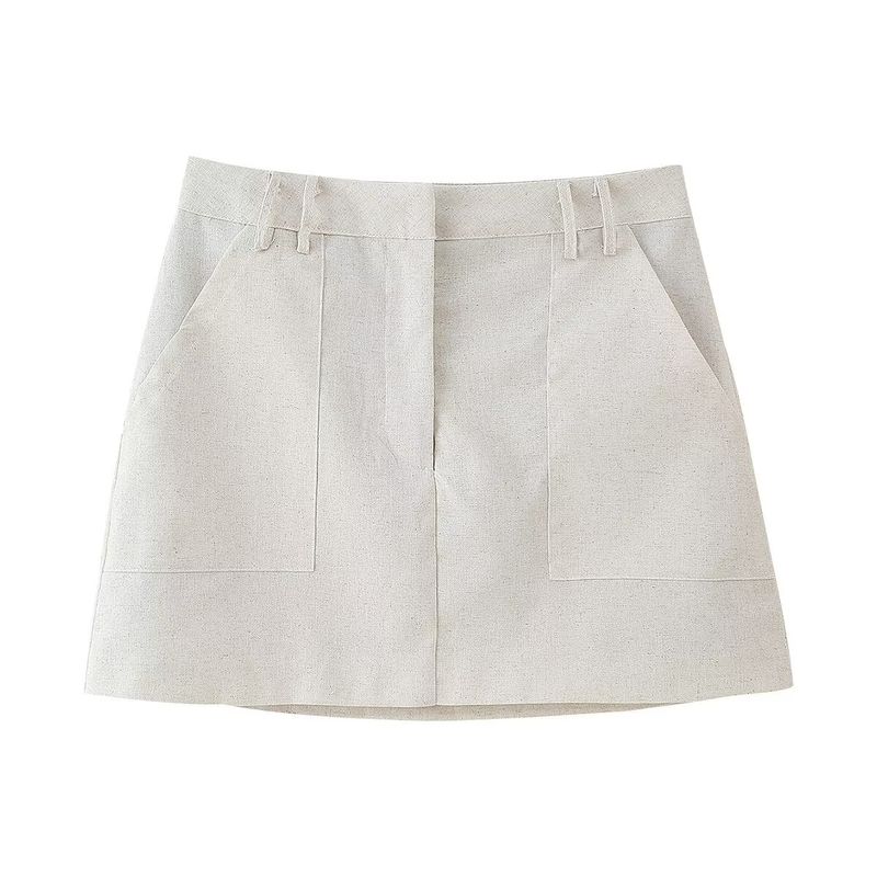 Kaslead New Arrival Women's Fashion Style Fashion round Neck Decorated Row Button Cotton Linen Vest Skirt
