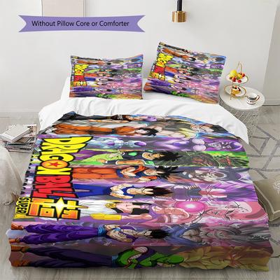 DRAGON BALL Muster Bettwäsche, Steppbett Set Bettbezug Kissenbezug Zuhause Geburtstagsgeschenk (1 Bettbezug + 2 Kissenbezüge, ohne Füllung)