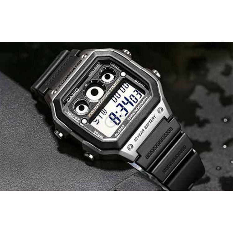 Casio Standard Series Classic Retro Square Ten-Year Power Waterproof Quartz Movement Resin Strap Watch Men watches Black AE-1300WH-8A