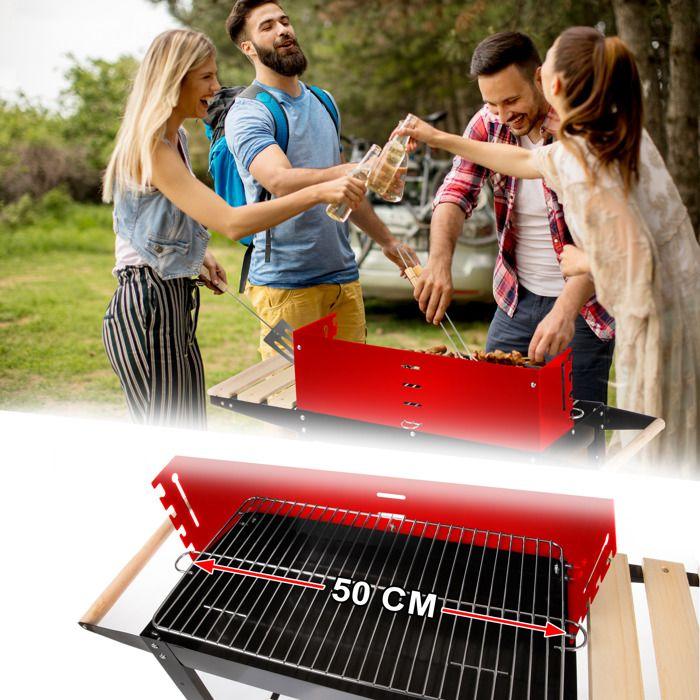 Barbecue à charbon sur roues avec étagère et grille réglable 4 niveaux + accessoires - Five-Star Grill&amp;Chill (GC0010)