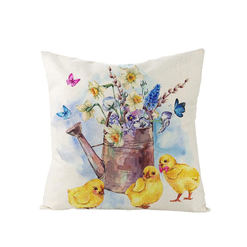 Cartoon Rabbit Easter Egg Easter Pillowcase Linen Household Products Printed Pillowcase Cushion