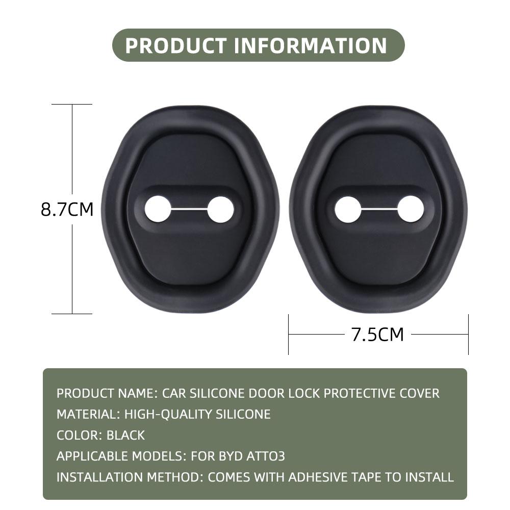 Door Lock Cover for BYD Atto3 Dolphin Mini Seagull Dolphin Surf Silicone Anti-Collision Shock Absorbing Pad Latches Cover