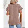 GMXIA Spring Summer Fashion Two-color Twist Short Sleeve V-neck Top T-shirt for Women