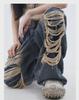 Summer Street Style Patchwork Hole Jeans for Men - Trendy Loose Fit Straight Pants