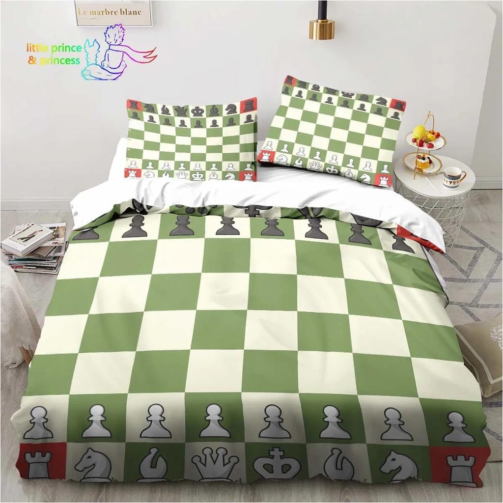 Funny Chess Board Comfortable Duvet Quilt Cover Pillowcase Bedding Set Children Bedroom Decoration Home Textile