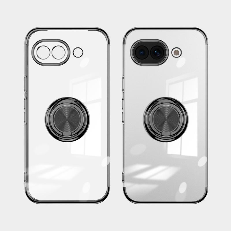 Google Pixel 9A Scratch-Resistant Magnetic Transparent Case with Finger Ring Holder Google 9A серебряный