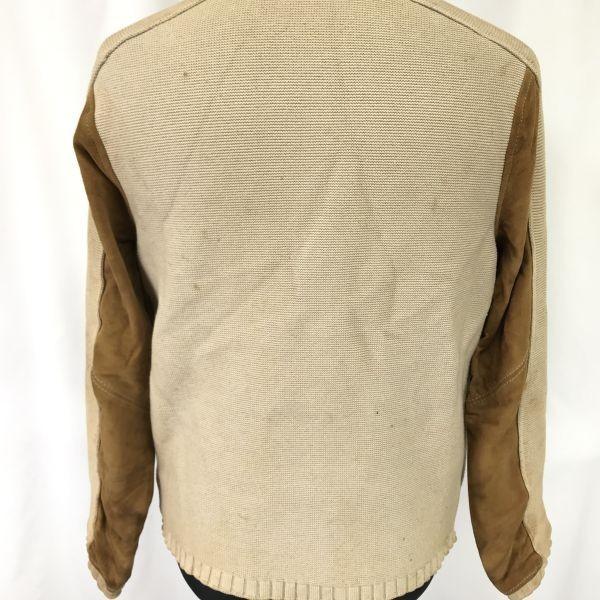 VERSACE CLASSIC Suede Leather Knit Single Riders Jacket Men M Camel(USED)