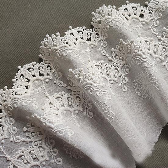 

2 метра/лот 14,5 см шириной Новая Лолита Хлопковая вышивка Одностороннее Волновое кружево Аксессуары Юбка Рукава Декорации Кружево 2Meters белый