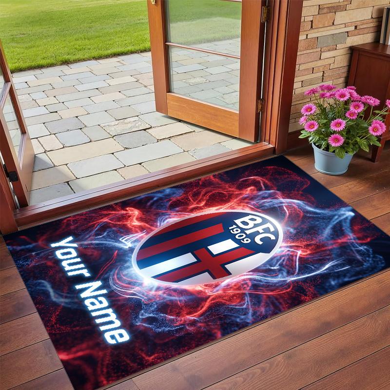 Crystal Velvet Rug Custom Name Text, Soft Non Slip Floor Mat Home DecorBologna FC
