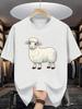 Cartoon Sheep Graphic T Shirt For Unisex Adorable Fluffy Lamb Crew Neck Tee Farm Animal Print Casual Male Daily Outfit Tops