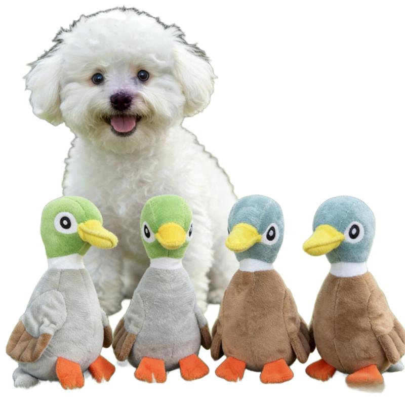 Soft Plush Duck Shaped Squeaky Chew Toy for Pets