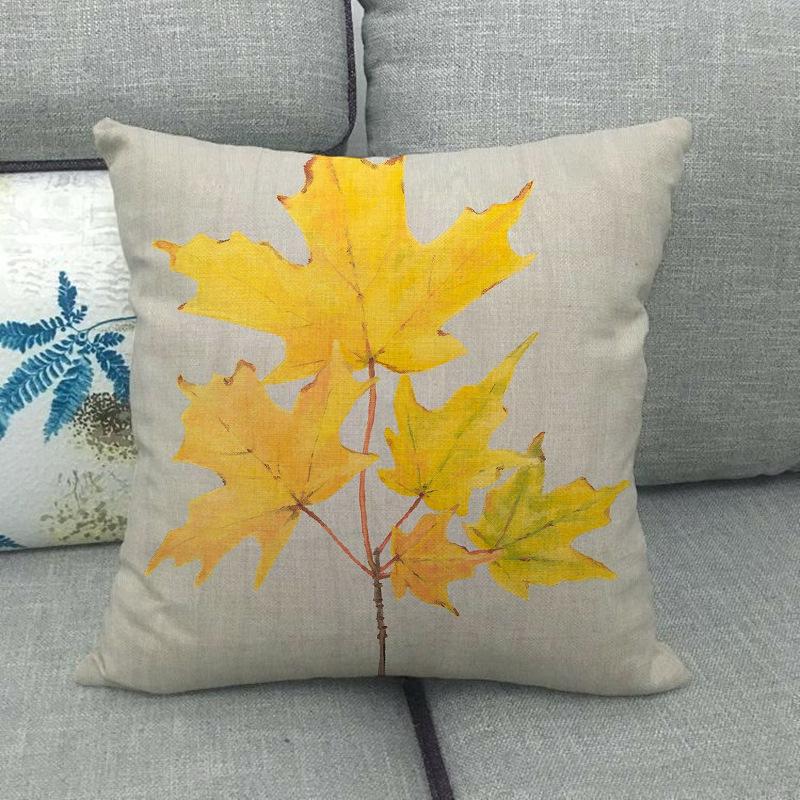 Autumn Maple Plants Digital Printing Short Plush Pillow Covers Decorative For Car Sofa Office Cushion Cover Home Goods