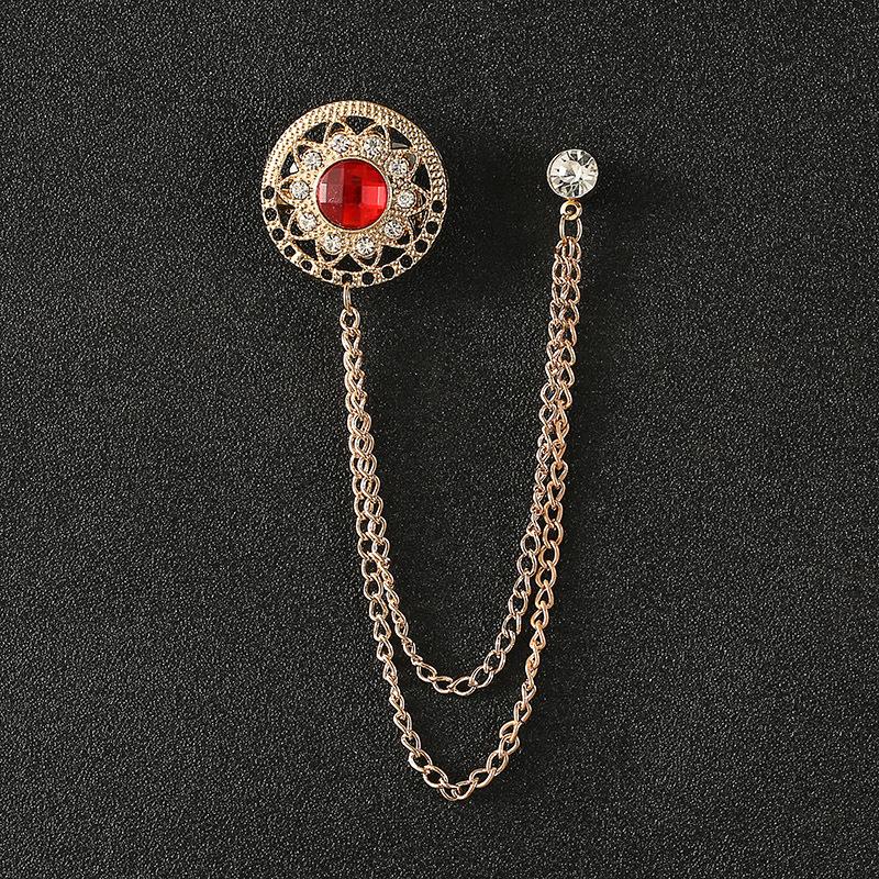 Elegant Crown Chain Brooch - Trendy European & American Lapel Accessory for Suits