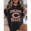 T-shirt da Donna Chicago Glitter Bears Logo Stampato Nera Girocollo Manica Corta Estiva Vestibilità Comoda Casual Moderna Top