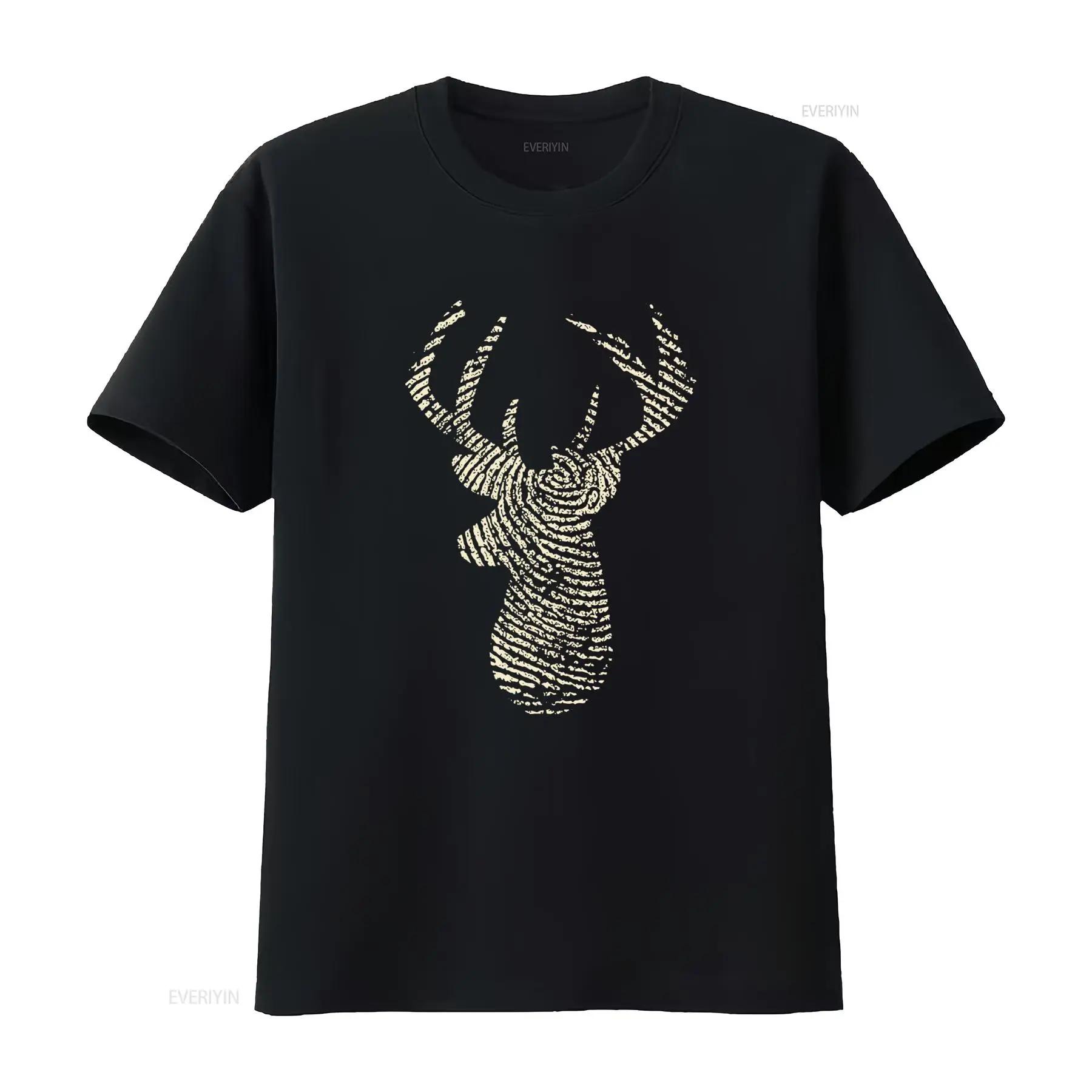

Mens Hunting is Timeless Deer T Shirt S to XXL Unique Fingerprint Design Forest Natural Style vintage Washed graphic Breathable S разноцветный