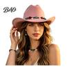 Fashionable Outdoor Felt Hat Wool Fedora, Unisex Western Cowboy Hat, Retro Wide Brim Large Face Slimming Cowgirl Jazz for Women Men Autumn Winter