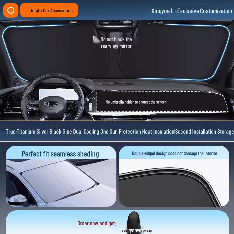 Geely Car Sunshade: Heat-Insulation Windshield Curtain for 25 Models, including Xingyue L, Xingyuan, Xingrui, Emgrand, Boyue L, and Panda MINI.