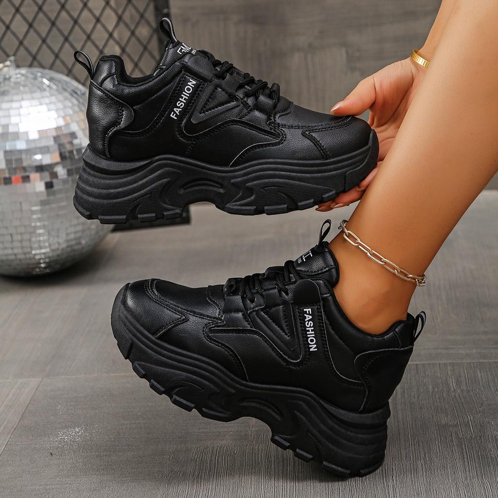 Fashion Women's Height Increasing Chunky Sneakers White Black Platform Sports Shoes for Women Plus Size 42 Thick Bottom Vulcanized Shoes