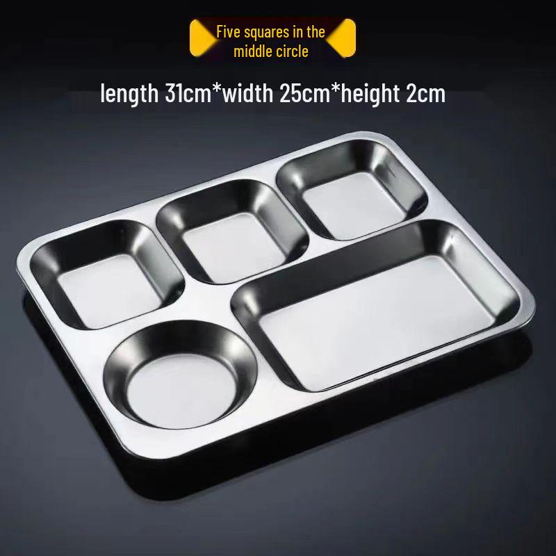304 Stainless Steel Compartment Meal Tray for Kindergarten Students, Adults, and Canteens