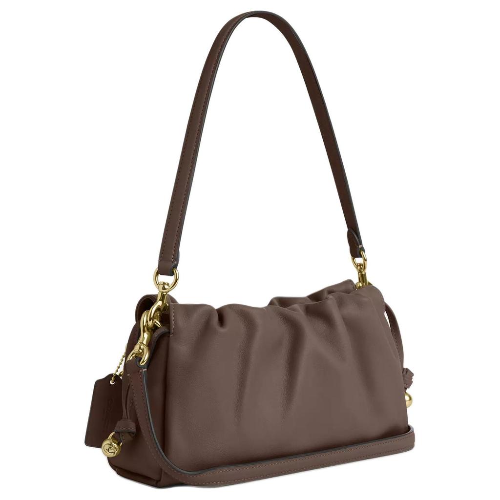 Coach Faye 26 Logo Pleated Design Leather Tote Shoulder Bag Medium Women bags Brown CV529-IMV2R