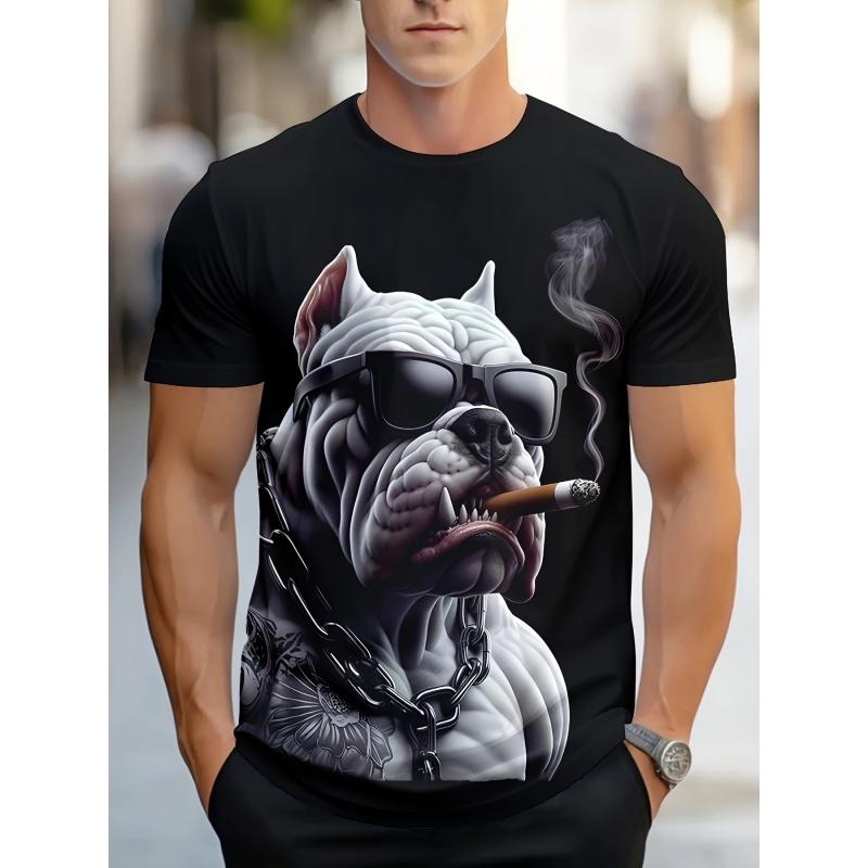 Muscle Dog Cow Pattern T-Shirt For Men Cool Animals 3D Printed Tees Casual Unisex Short Sleeve Round Neck Tops Street T Shirts