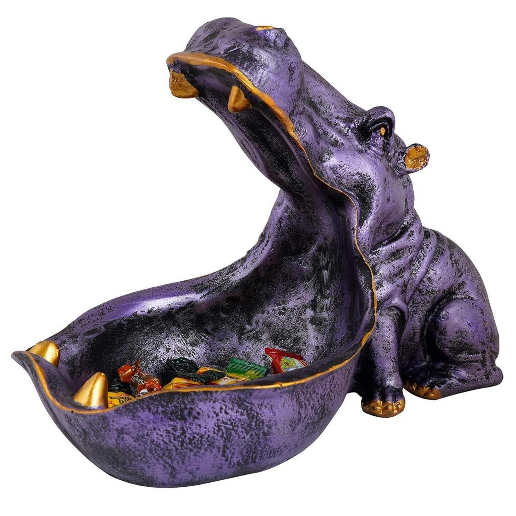 Hippopotamus Showpiece for Home Decor Showpiece|Hippo Showpiece for Home Decorative Showpiece (Hippo Purple), 10x7 cm