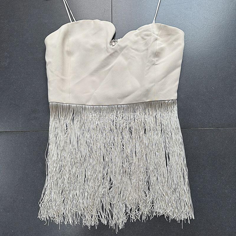 Yan Zi Export Day + Asymmetrical Collar Long Fringe Elegant Sexy Tube Top Vest Tops
