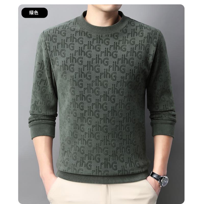 Autumn And Winter Austrian Velvet Velvet Inside And Outside Real Austrian Men'S Thermal Round Neck Bottoming Shirt Jacquard Knitted Sweater 100