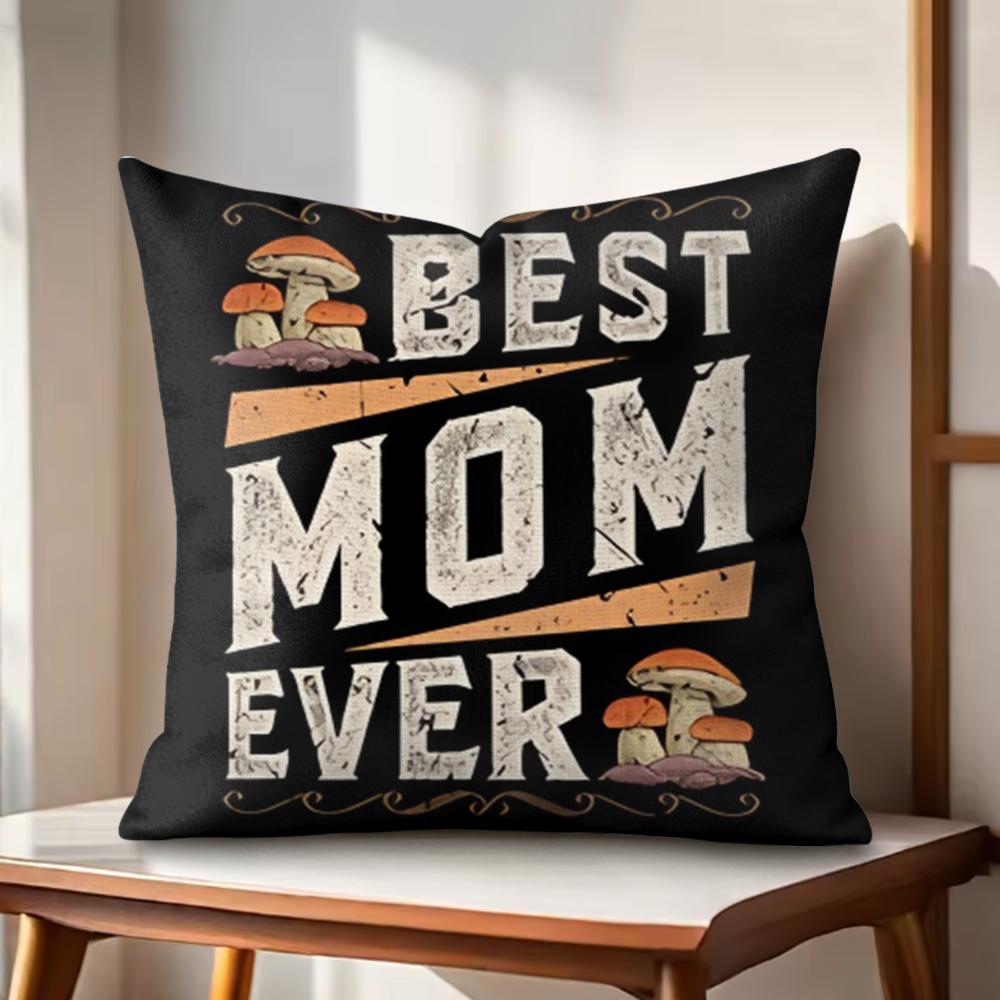 Best Mom Ever Cushion Cover Natural Linen Organic Fabric DoubleSided Printing Couch Pillow Covers Home Decor