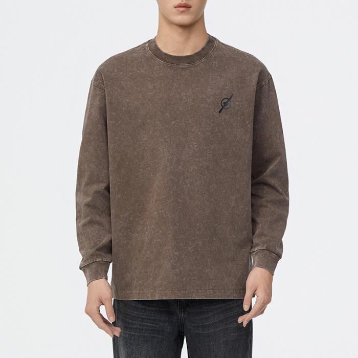 

Обновленная футболка Весна-Осень 250 г Ремесло Жареная снежинка С длинным рукавом Базовый топ Классический Стиль Модный M