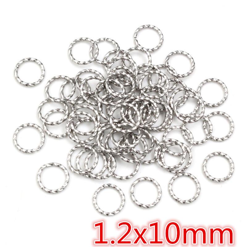 50pcs Stainless Steel 1/1.2mm Thick 6 8 10 12 14mm Twist Open Jump Rings for DIY Jewelry Making Findings for Earrings Necklace