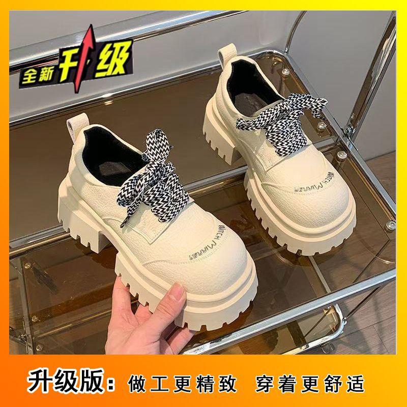 

Британский стиль, шнуровка, внутренняя платформа, лоферы, женские, универсальные, ретро, повседневные, платформа, популярные одинарные туфли, весна 2025, новинка 40