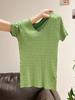 Summer new twist knitted sweater V-neck short-sleeved T-shirt women's slim and thin high-end versatile chic top