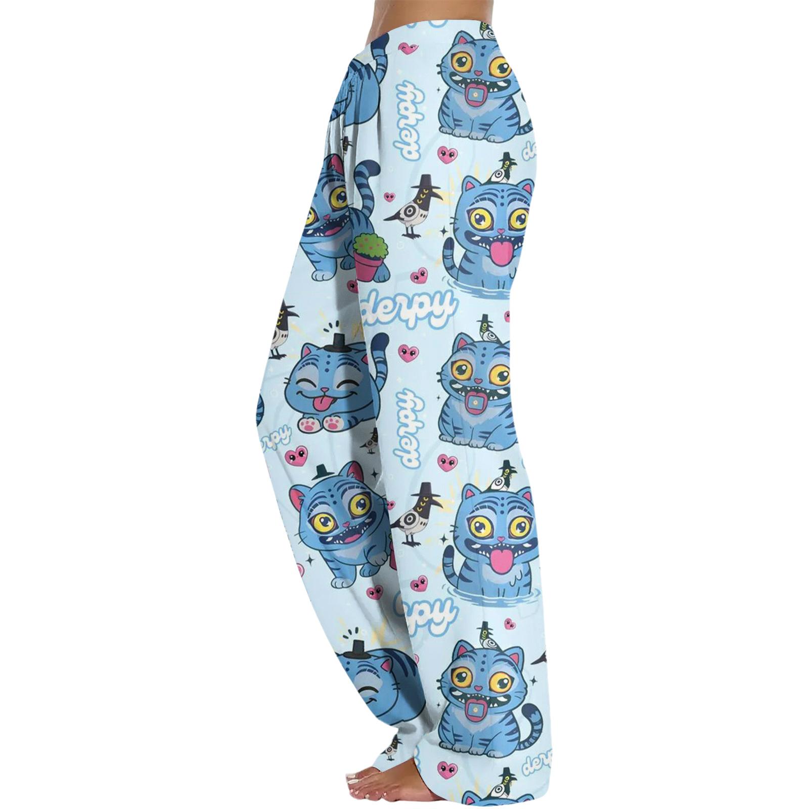 

Женские модные свободные брюки с забавным принтом в стиле casual спортивные брюки повседневные брюки M синий