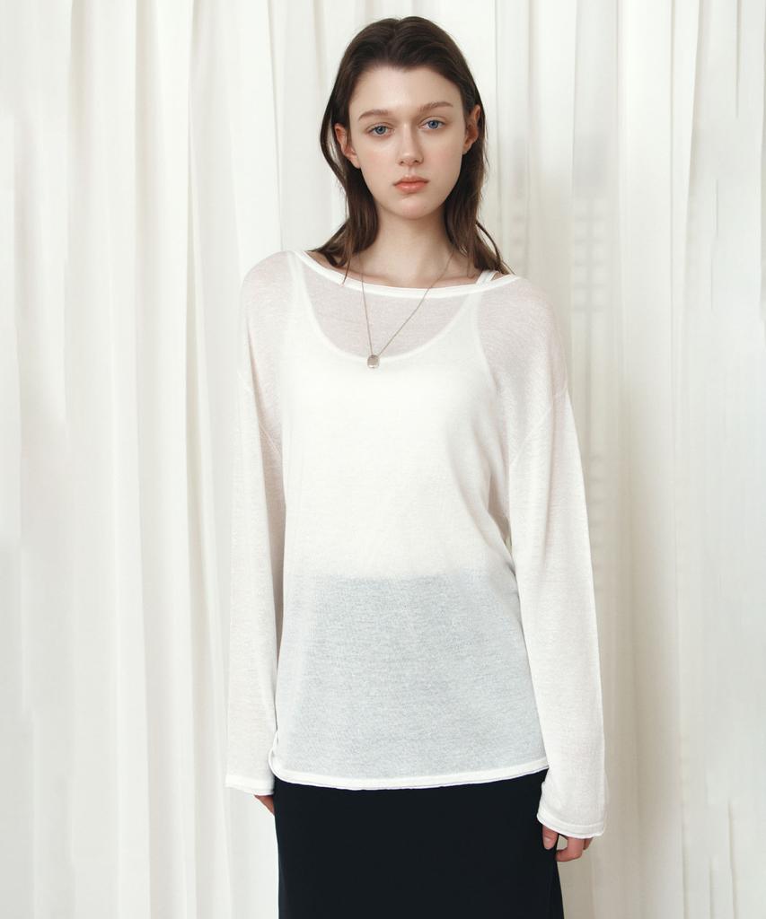 Siyajyu Sikn2194 Loose Fit Natural Boat Neck Knit_Ivory