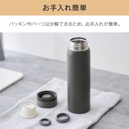 IRIS OHYAMA SKB-S500 Stainless Steel Water Bottle, 500ml, Vacuum Insulated, Keeps Hot or Cold for 6 Hours, Easy To Use In the Office, Direct Drinking,