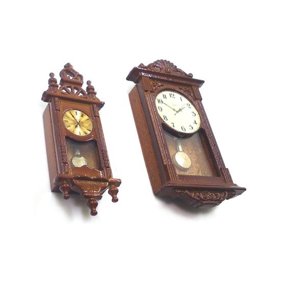 Dollhouse Wall Clock Portable Cosplay Lightweight Mini Vintage Wooden Hanging Clock Model Daily Display