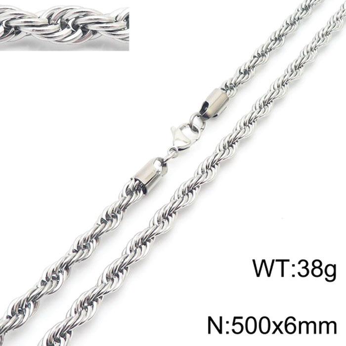Spot Multi-Size Stainless Steel Twisted Rope Chain Necklace for Couples - Unisex Titanium Steel Design