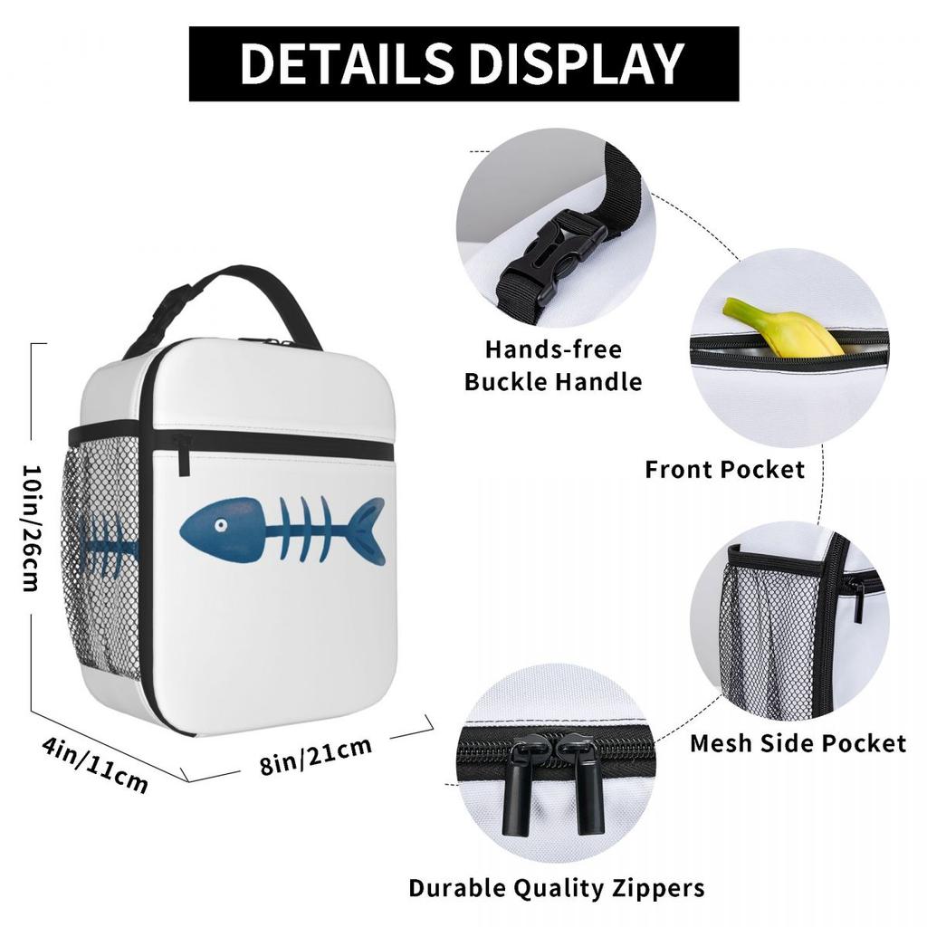 Poor Fish Insulated Lunch Bag for Women Kids Leakproof Food Boxes Thermal Lunch Box Tote
