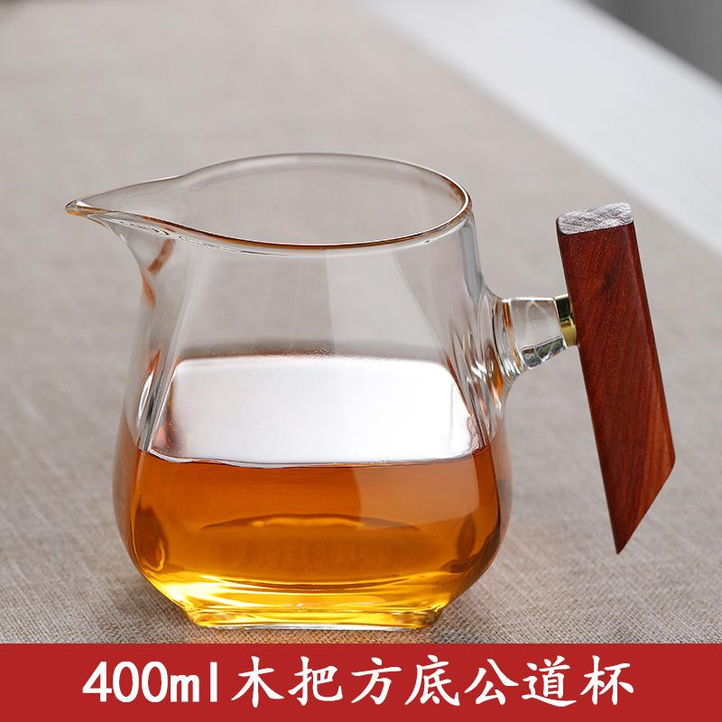 Tepelně odolná skleněná konvice Gongdao s tlustou dřevěnou rukojetí, nálevník, konvice na čaj v šálku, sítko na čaj, integrovaná sada, bar na konvici