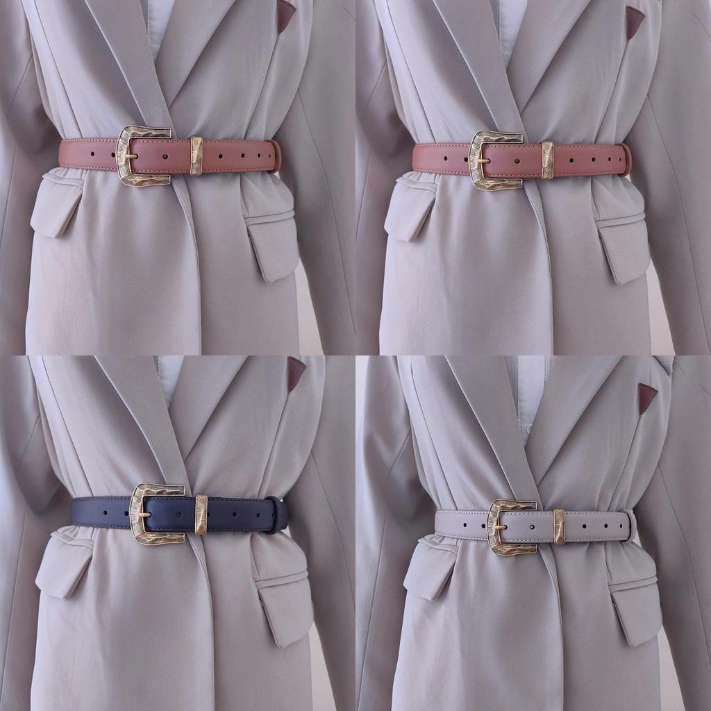 Color Leather Solid Belt For Women With Metal Pin Closure For Casual Outfits
