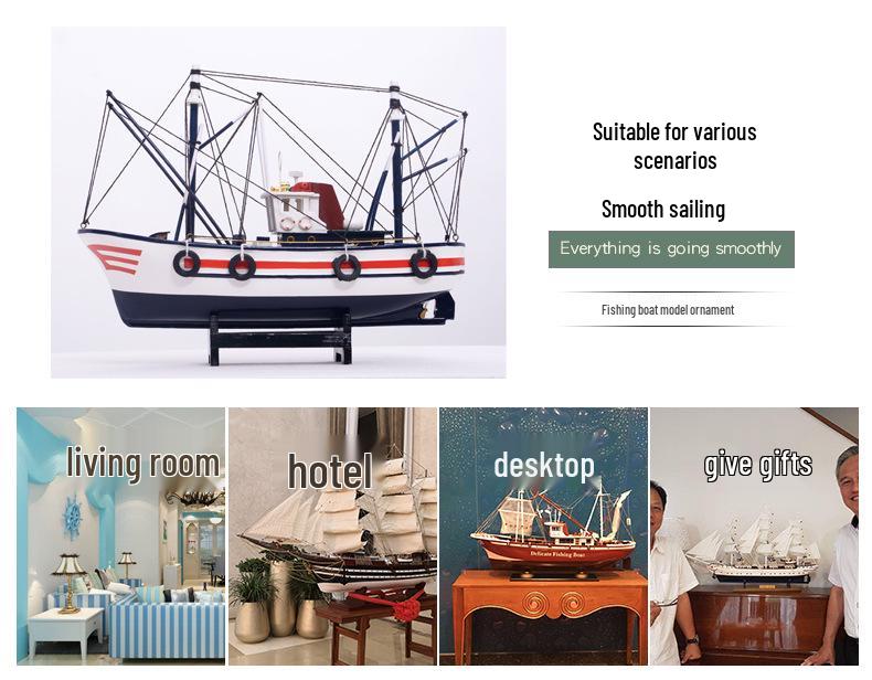 Handmade Wooden Sailboat Model - Smooth Sailing Decorative Craft Boat Birthday Gift